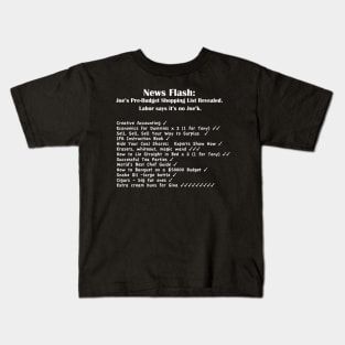 Joe's Shopping List - White Text Kids T-Shirt